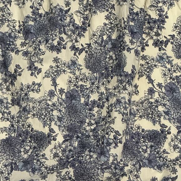 Louna M Floral Flare Skirt Blue White Knee Length Elastic Waist Bohemian Vacay - Picture 3 of 10